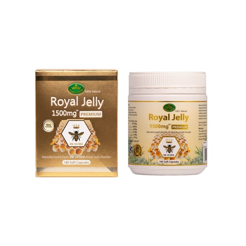 Nature's King-Royal Jelly 1500mg 6% 10-HDA 180 Capsules