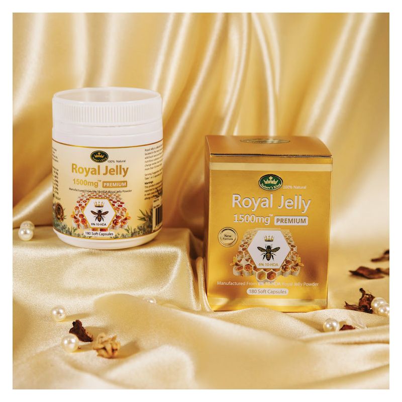 Nature's King-Royal Jelly 1500mg 6% 10-HDA 180 Capsules