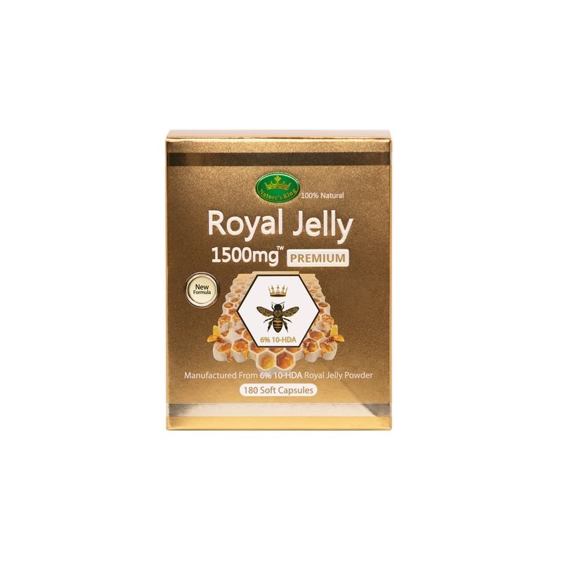 Nature's King-Royal Jelly 1500mg 6% 10-HDA 180 Capsules