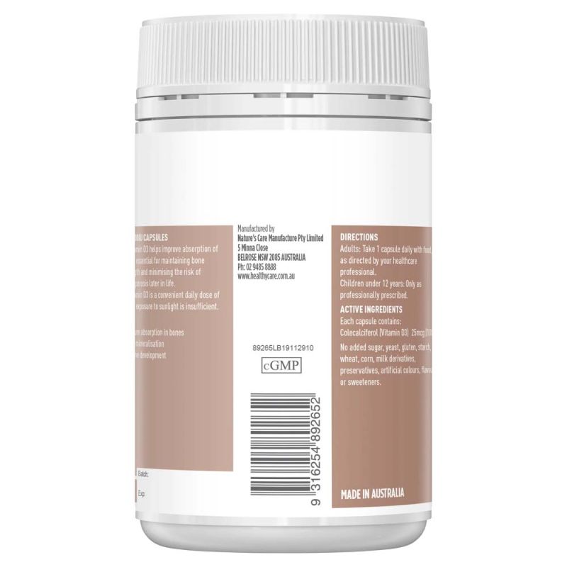 Healthy Care Vitamin D3 250 Capsules