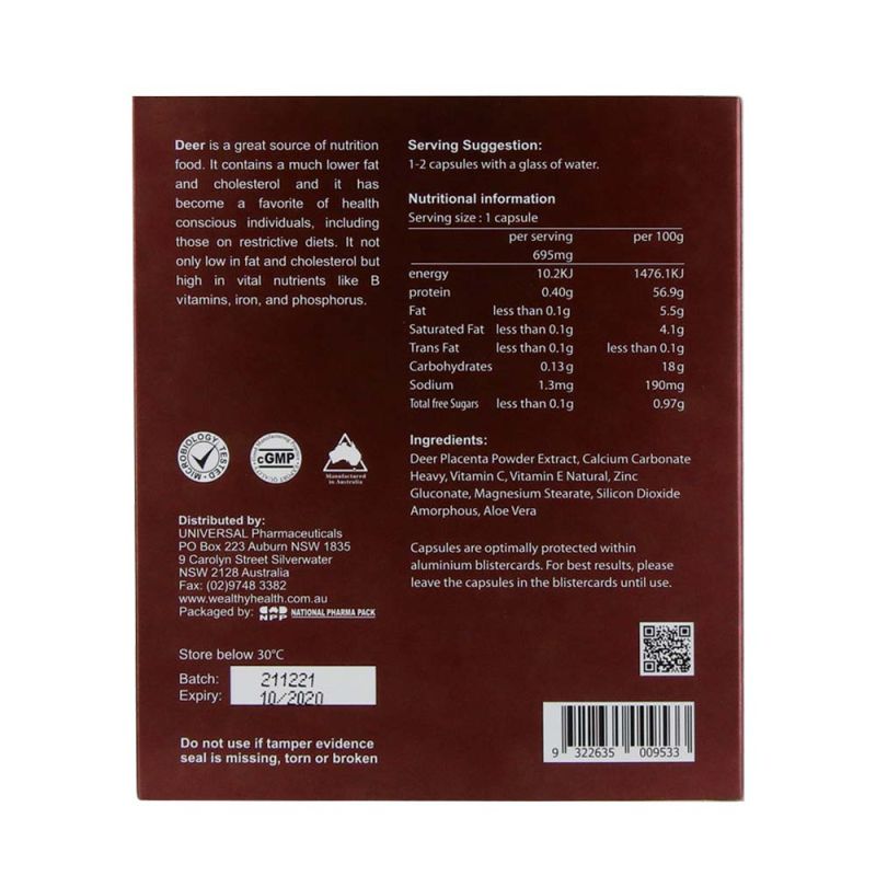 Wealthy Health-Deer Placental 50000 60 Capsules