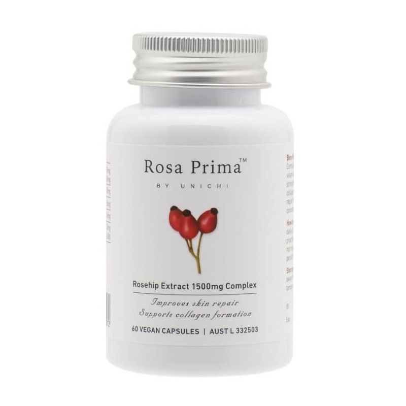Unichi-Rosa Prima Rosehip Extract 1500mg Complex 60 Vegan Capsules
