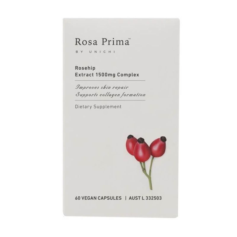Unichi-Rosa Prima Rosehip Extract 1500mg Complex 60 Vegan Capsules