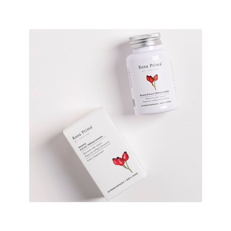 Unichi-Rosa Prima Rosehip Extract 1500mg Complex 60 Vegan Capsules