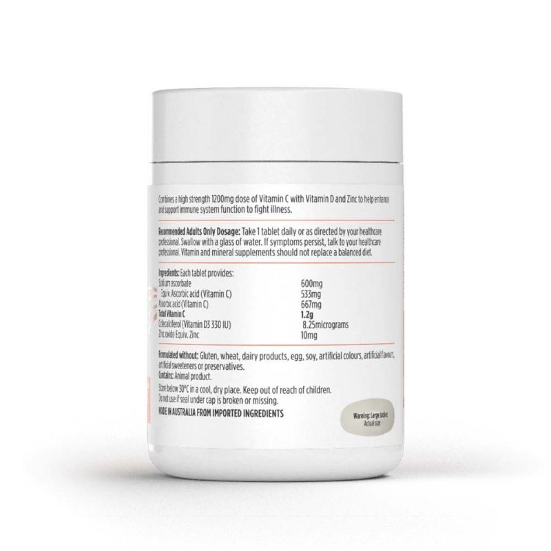 Nutra-Life High Strength Vit C + Vit D + Zinc 1200mg 60 Tablets