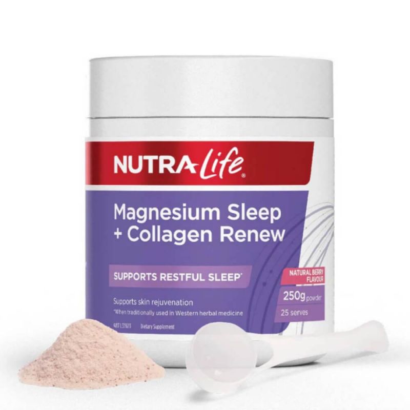 Nutra-Life Magnesium Sleep + Collagen Renew Natural Berry Flavoured Powder 250g
