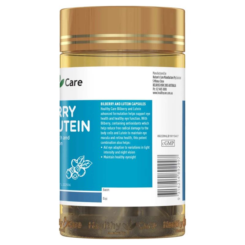Healthy Care Bilberry & Lutein 120 Capsules