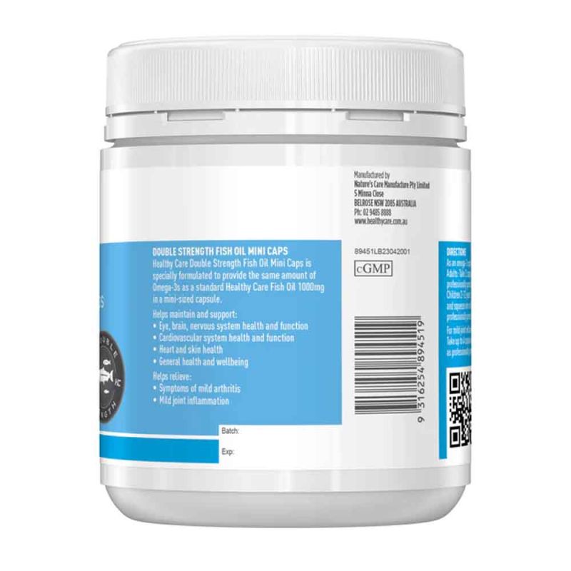 Healthy Care Double Strength Odourless Fish Oil Mini Caps 200 Capsules