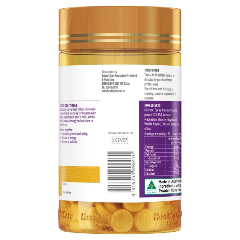 Healthy Care Goat Milk Tablets Vanilla 300 Tablets