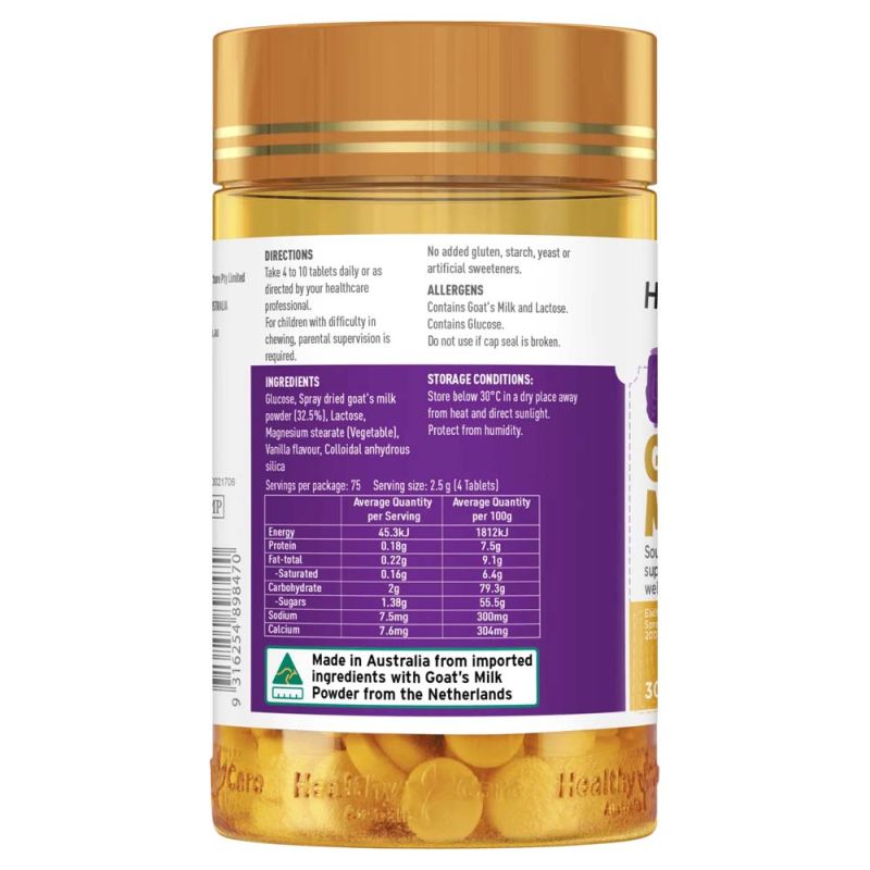 Healthy Care Goat Milk Tablets Vanilla 300 Tablets