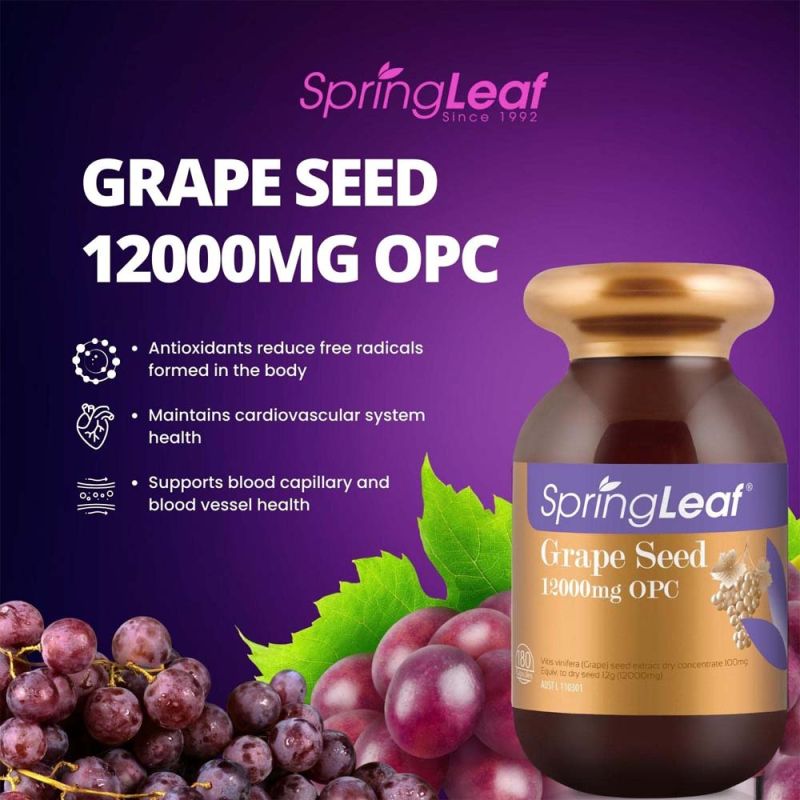 Springleaf Grape Seed 12000mg OPC 180 Capsules