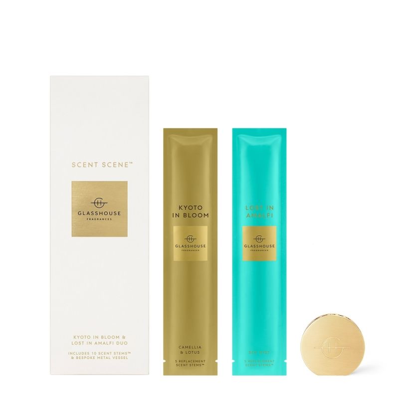 Glasshouse Fragrances-Scent Scene Kyoto In Bloom & Lost In Amalfi Scent Stem TWIN PACK