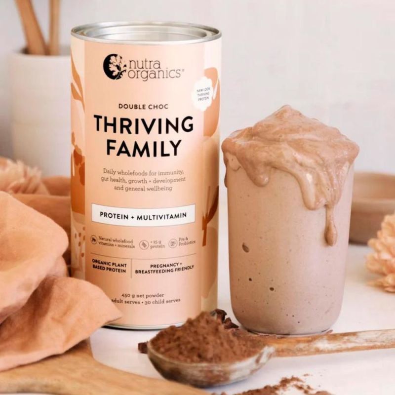Nutra Organics-Thriving Family Double Choc Protein Powder 450g