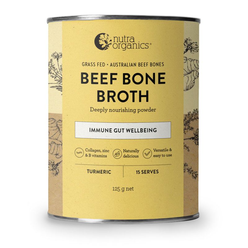 Nutra Organics-Beef Bone Broth Immune Gut Wellbeing Turmeric Flavour 125g