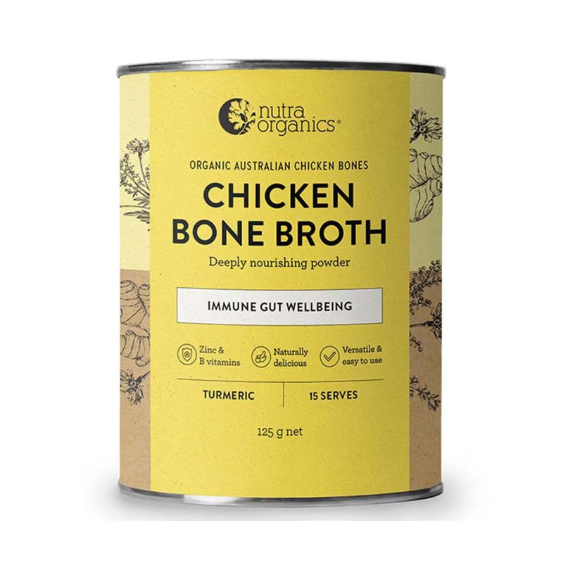 Nutra Organics-Chicken Bone Broth Immune Gut Wellbeing Turmeric Flavour 125g