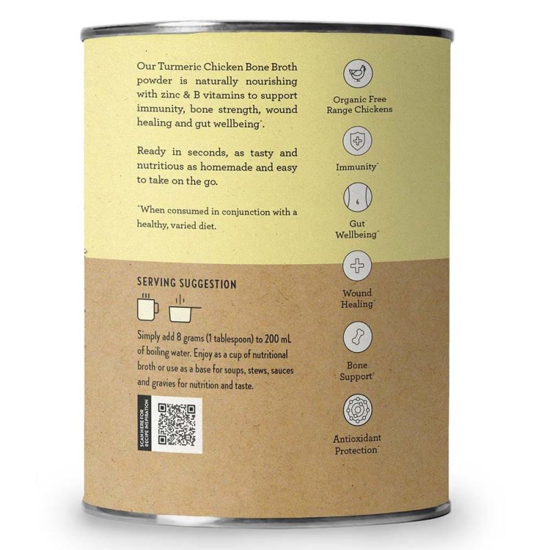 Nutra Organics-Chicken Bone Broth Immune Gut Wellbeing Turmeric Flavour 125g
