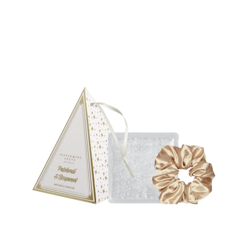 Peppermint Grove-Patchouli & Bergamot Bath Salts & Scrunchie Decoration