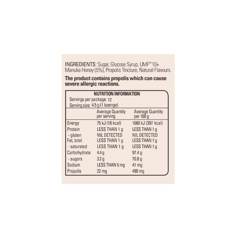 Comvita Manuka Honey Lozenges Zesty Lemon Flavour 12 Lozenges 54g