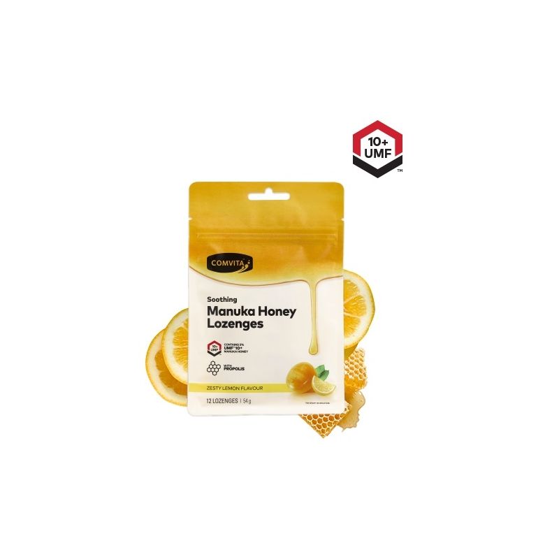 Comvita Manuka Honey Lozenges Zesty Lemon Flavour 12 Lozenges 54g