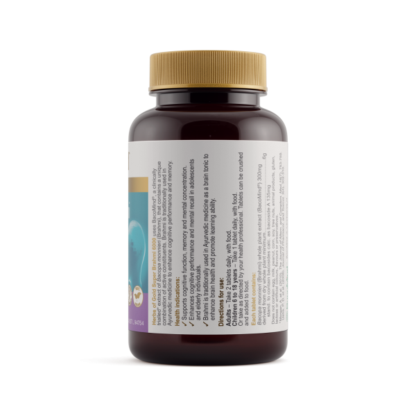 Herbs of Gold Super Brahmi 6000 60 Tablets - memory and cognitive support supplement