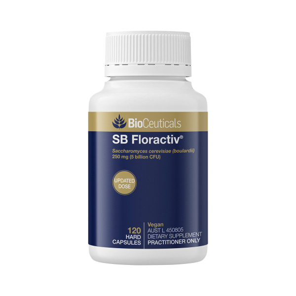 BioCeuticals SB Floractiv 120 Capsules - Practitioner Grade Saccharomyces boulardii Probiotic Yeast for Digestive Support