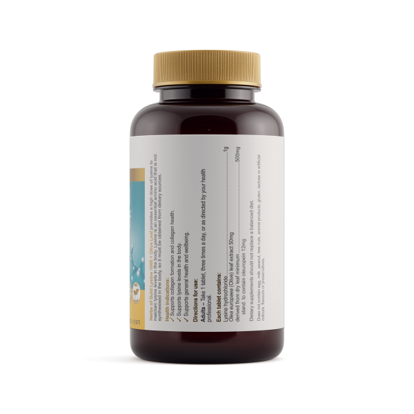 Herbs of Gold Lysine 1000 Plus Olive Leaf 100 Tablets