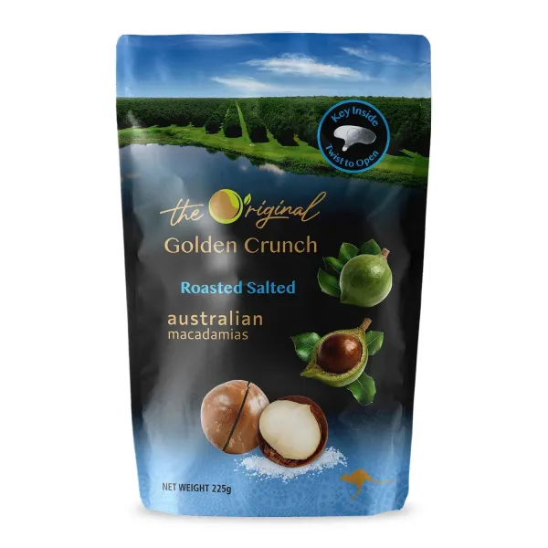 Macadamias Australia The Original Golden Crunch Macadamias Roasted Salted 225g