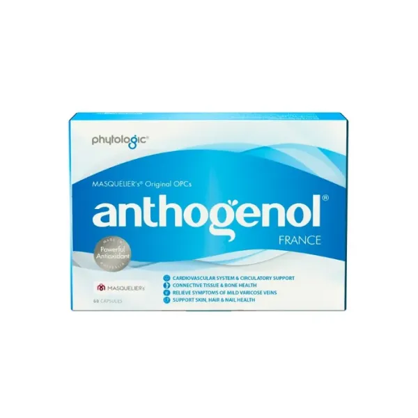 Anthogenol 60 Vegetarian Capsules - Premium MASQUELIER’s Original OPCs for Collagen and Vascular Support