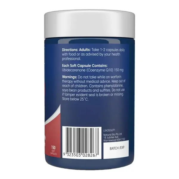 Bioglan CoQ10 150mg 150 Capsules - Daily Antioxidant Supplement for Heart Health and Energy Production