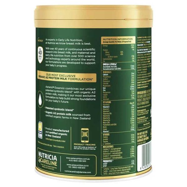 Aptamil-Essensis Organic A2 Protein Milk 1 Premium Infant Formula From Birth to 6 Months 900g