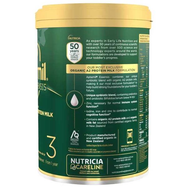 Aptamil-Essensis Organic A2 Protein Milk 3 Premium Toddler Nutritional Supplement From 1 Year 900g