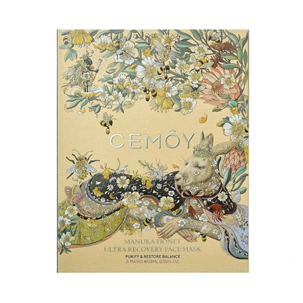 Cemoy Manuka Honey Ultra Recovery Face Mask 5 Sheets - Therapeutic Soothing and Recovery Sheet Mask with Manuka Honey