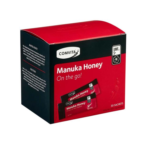 Comvita UMF™ 5+ Manuka Honey On-The-Go 30 Sachets - Portable Single-Serve MGO 83+ New Zealand Honey