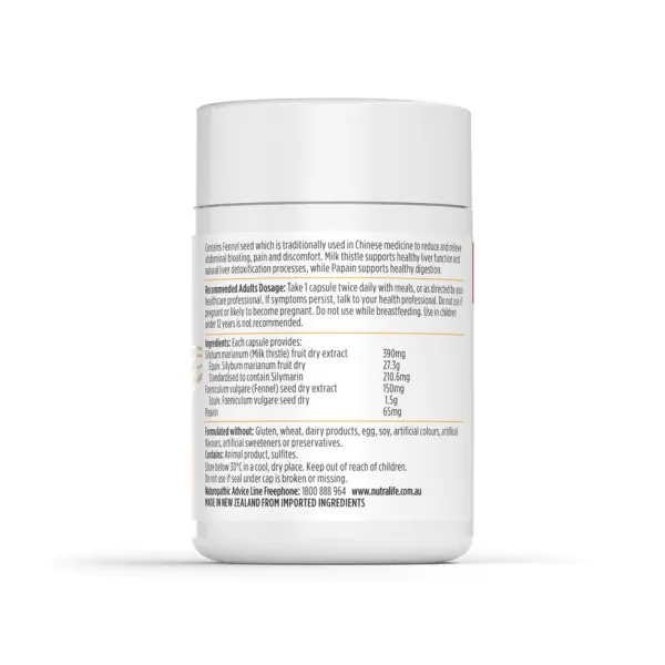 Nutra-Life Debloat & Detox 60 Capsules - Herbal Formula for Healthy Digestion and Liver Maintenance