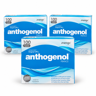 Anthogenol 100 Vegetarian Capsules x 3 Boxes