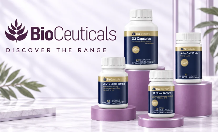 BioCeuticals D3 Capsules, AdvaCal Forte, CoQ10 Excel 150mg and SB Floractiv 500